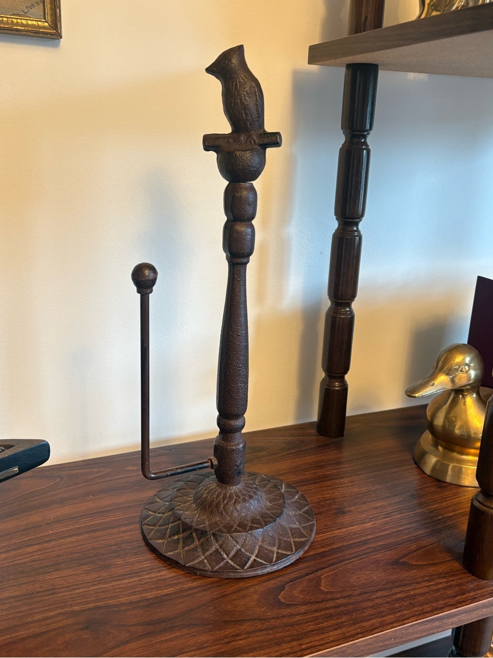 Vintage Cast Iron Bird Paper Towel Holder